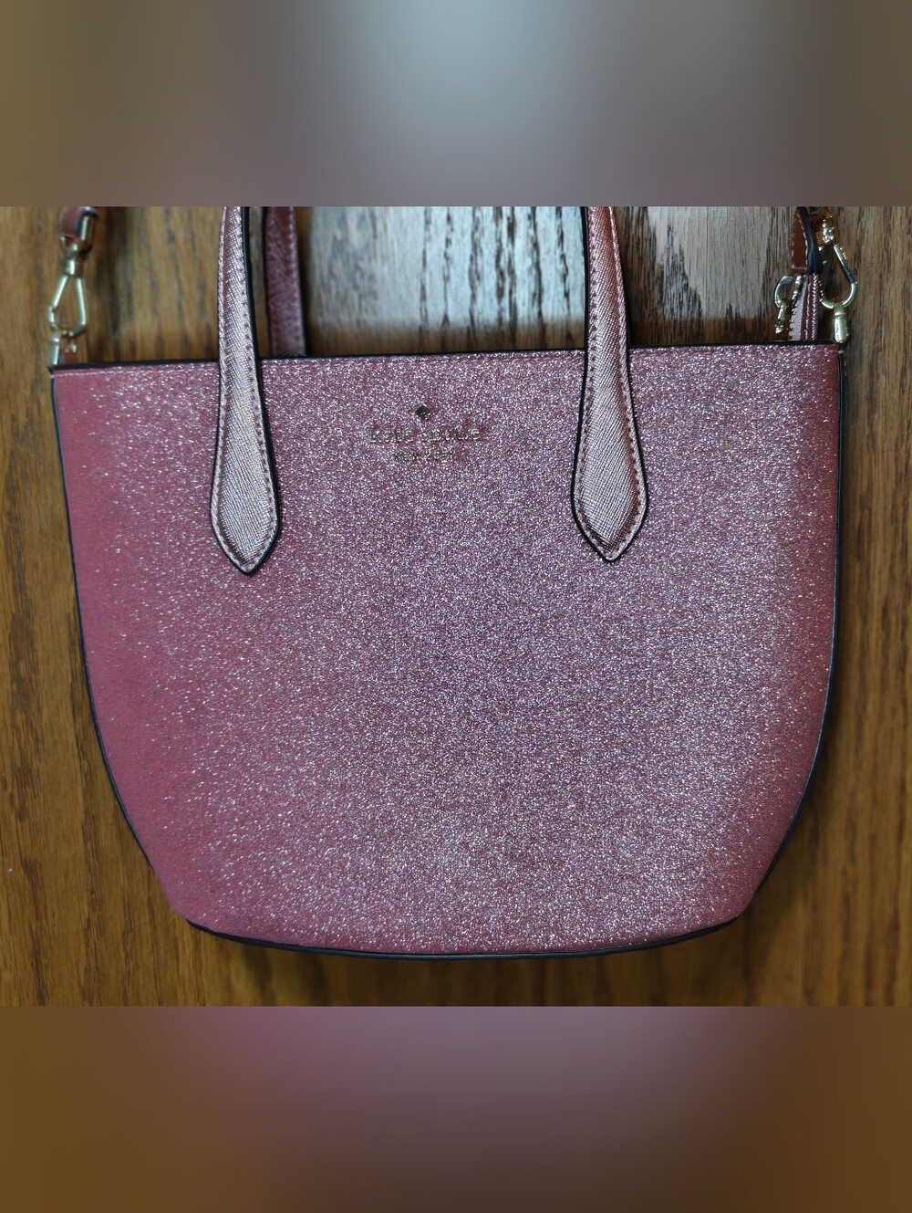 Kate Spade Pink Glitter Mini Tote Bag Purse Crossbody, NEW Without Tags